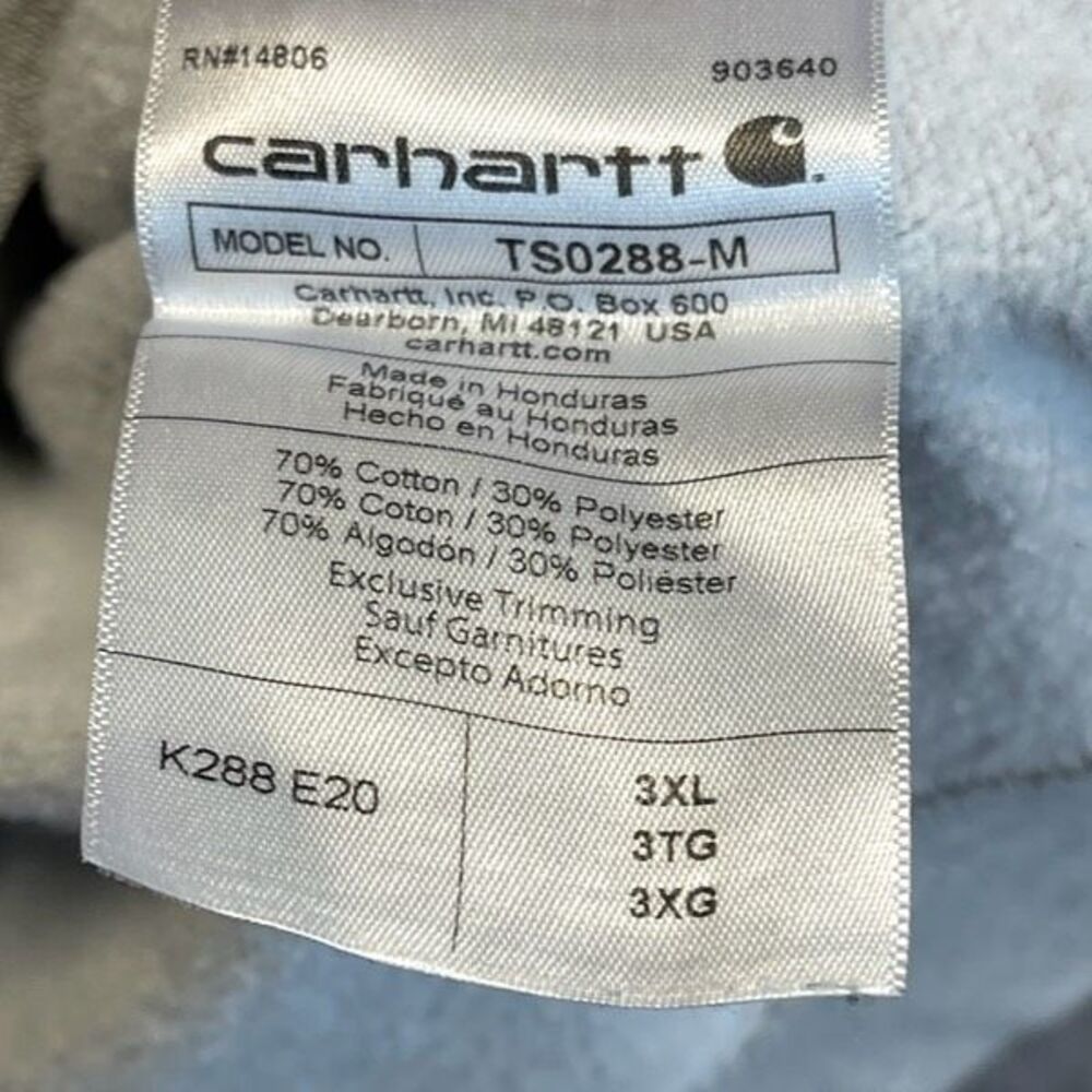 CARHARTT Men’s Hoodie Sweatshirt 3XL Heather Grey Logo Sleeve Loose Fit Pocket - Picture 7 of 14